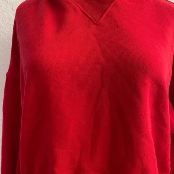 Red size medium LS Hoodie sweatshirt long sleeve cropped - Picture 3 of 4